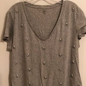 Gray Bejeweled short sleeve tee